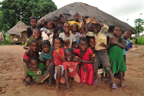 A group of Zambian children near the Zumwanda Rural Health Centre, Zambia ca. 2 March 2017