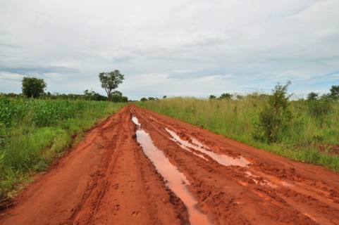 Muddy road to Nkhanga Rural Health Centre in Zambia ca. 2 March 2017