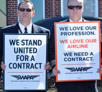 Southwest Airlines Pilots  upset over having no contract protest outside Love Field in Dallas, TX, USA (Brian Humek February 3,2016)