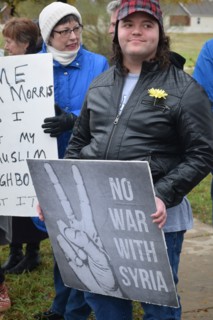 Peace Rally demonstratration outside a mosque in support of the local Muslim community  Irving, TX,  USA (November 28, 2015)