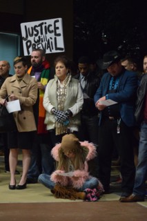 Protest outside Dallas police HQ after fifteen attacks, robberies against LGBT community, Dallas, USA (November 22, 2015)