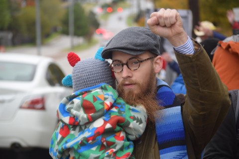 Peace Rally demonstratration outside a mosque in support of the local Muslim community  Irving, TX,  USA (November 28, 2015)