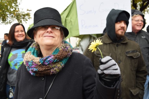 Peace Rally demonstratration outside a mosque in support of the local Muslim community  Irving, TX,  USA (November 28, 2015)