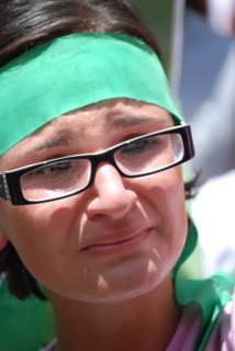Iranians in Texas taking part in a Freedom for Iran / Green Revolution rally at Dallas City Hall plaza in downtown Dallas, TX ca. June 2009