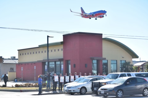 Southwest Airlines Pilots  upset over having no contract protest outside Love Field in Dallas, TX, USA (Brian Humek February 3,2016)