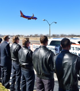 Southwest Airlines Pilots  upset over having no contract protest outside Love Field in Dallas, TX, USA (Brian Humek February 3,2016)