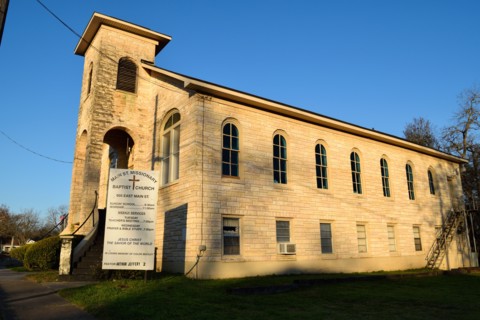 Main Street Missionary Baptist Church in Brenham, TX at sunrise