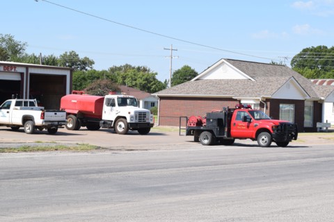 Fire trucks from the Terral, Oklahoma fire department
