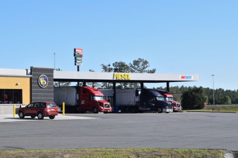 Semi Trucks Fueling Up at a Pilot Truck Stop