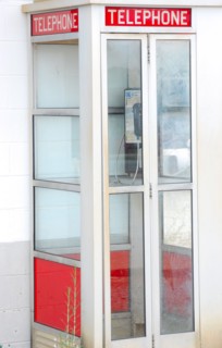Old fashioned red telephone booth