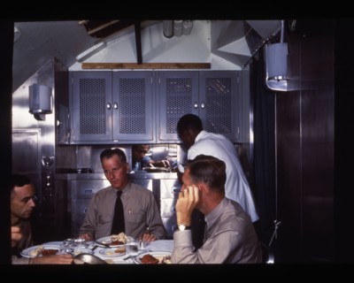 Officers eating in the submarine's wardroom, 1943