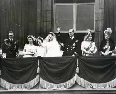 Royal Party waving to the crowds from the balcony of Buckingham Palace