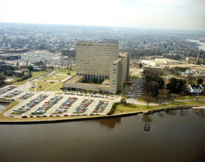 An aerial view of the new Portsmouth Naval Hospital