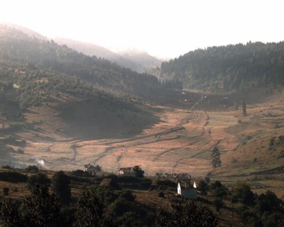 A long shot of a valley in an area near 'Gator' Site, Bosnia-Herzegovina.