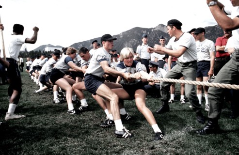 Air Force Academy cadets participate in a tug