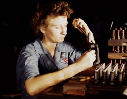 A female civil service worker at the Navy Air Base