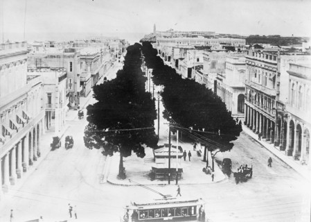 Aerial view of a Street Scene Havana Cuba