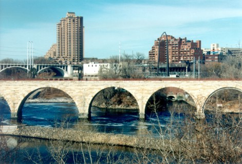 ca early 2000 s The Stone Arch Bridge and the City of Minneapolis