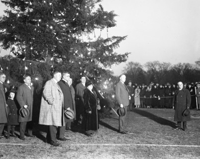 Calvin Coolidge and group at Christmas tree