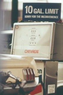 Chevron gas station during Gasoline Shortage 06/1973 in Portland