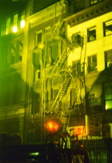 Emergency vehicles at the scene of a fire in New York City