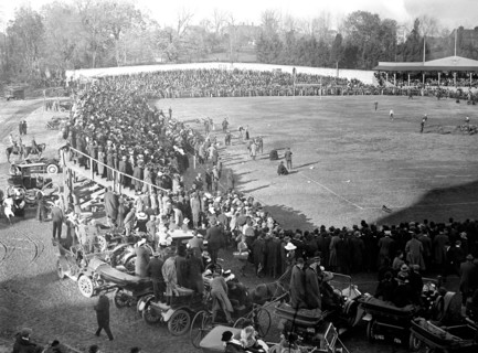 Fans viewing a Georgetown University football game