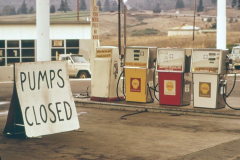 Gas pumps closed at a Shell Service station in Portland