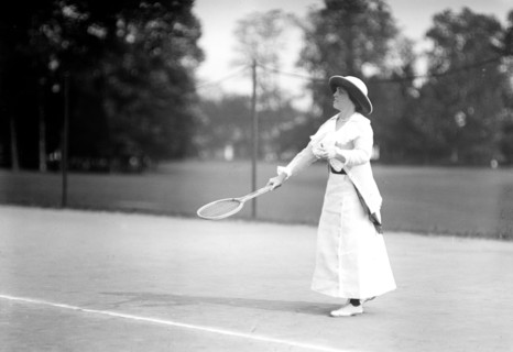 Mrs. J. Upshur Morehead playing tennis at a tournament in 1913