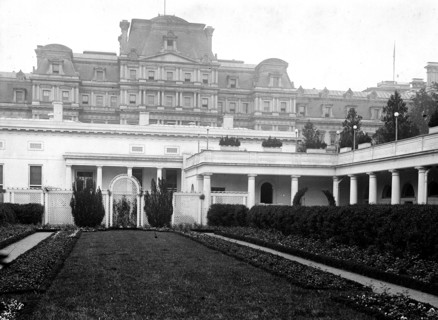 Photo shows the rose garden designed by George E. Burnap
