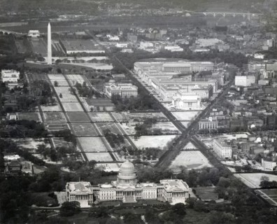 Photograph of Aerial View of U.S. Capitol and Federal Triangle