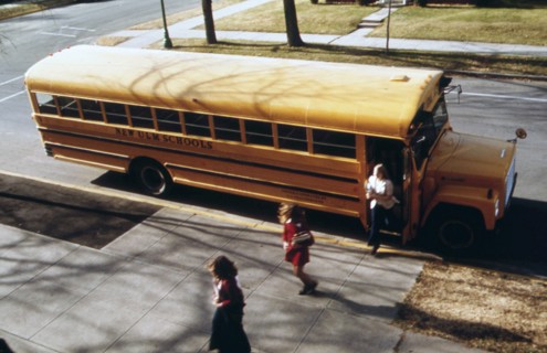 Students arriving for school