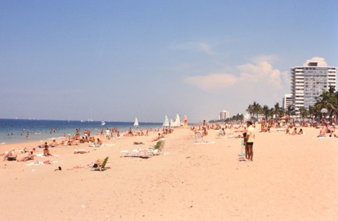 Tourists relaxing on a South Florida beach