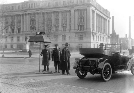 Washington D.C. Street scene with early stop and go signs