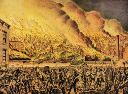 The Great fire at Chicago Oct. 9th 1871. View from the west side ca. 1871 printed