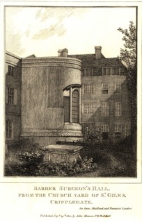 Barber Surgeon's Hall, from the church yard of St. Gules, Cripplegate ca. 1800