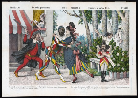1800s Italian Political Cartoon by Agusto Grossi - La solita pantomina Toujours la mème féerie ca. 1879