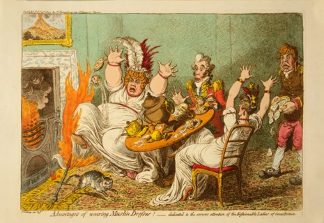 Advantages of wearing muslin dresses! ca. 1802, James Gillray, Engraver