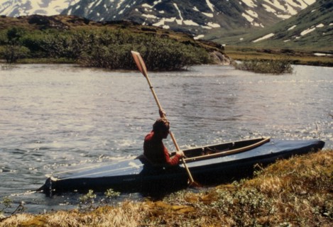 July 1972 - American Creek just below Hammersly Lake Kayaker near Katmai, Alaska