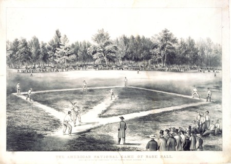 The American national game of base ball. Grand match for the championship at the Elysian Fields, Hoboken, N.J. ca. 1866
