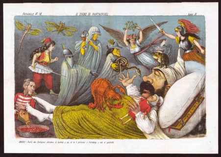 Il sogno di Pantagruel - Italian Political cartoon ca. 1878 by Grossi