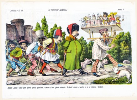 1800s Italian Political Cartoon by Agusto Grossi - Le figurine mondiali ca. 1877