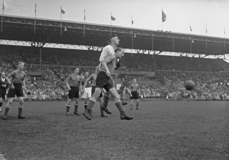 Historical soccer matches - Van der Linden makes a save ca. September 21, 1947