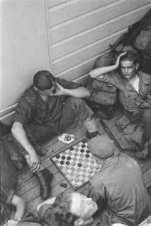 Indonesia History - Sailors working on the drafts game; Date 16 June 1947 Location Batavia, Indonesia, Jakarta, Dutch East Indies, Tandjong Priok