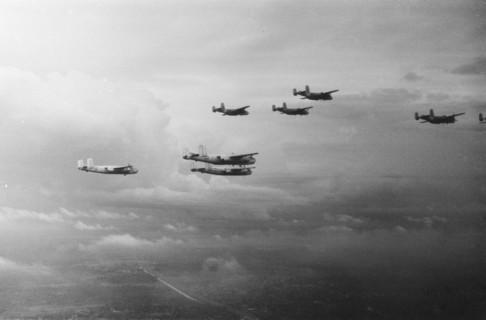 Aviation Day Military Aviation at the Kemajoran airport Mitchell B-25 planes - ca. 1947 Batavia, Indonesia, Jakarta, Kemajoran, Dutch East Indies