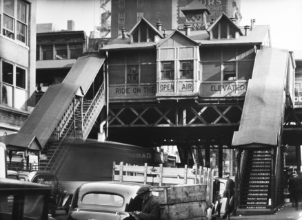 1930s New York City - El,' Sixth Avenue Line, 28th Street Station, Manhattan ca. 1938