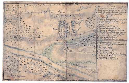 Vintage Maps / Antique Maps - Sketch of the engagement at Trenton, given on the 26th of December 1776 betwixt the American troops under command of General Washington, and three Hessian regiments under...