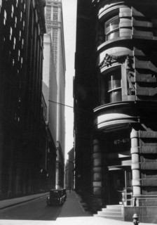 Cedar Street, from William, Manhattan New York City street scene ca. 1936