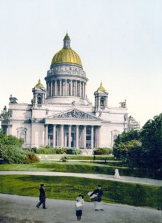 The Isaac Cathedral from Alexander's Garden, St. Petersburg, Russia ca. 1890-1900