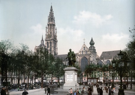 Place Verte and cathedral, Antwerp, Belgium ca. 1890-1900