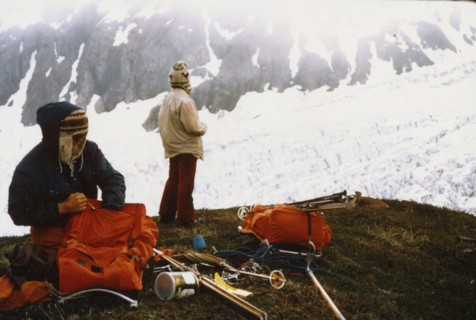 June 1974 - Hikers prepare to climb North side of Exit Glacier, Alaska